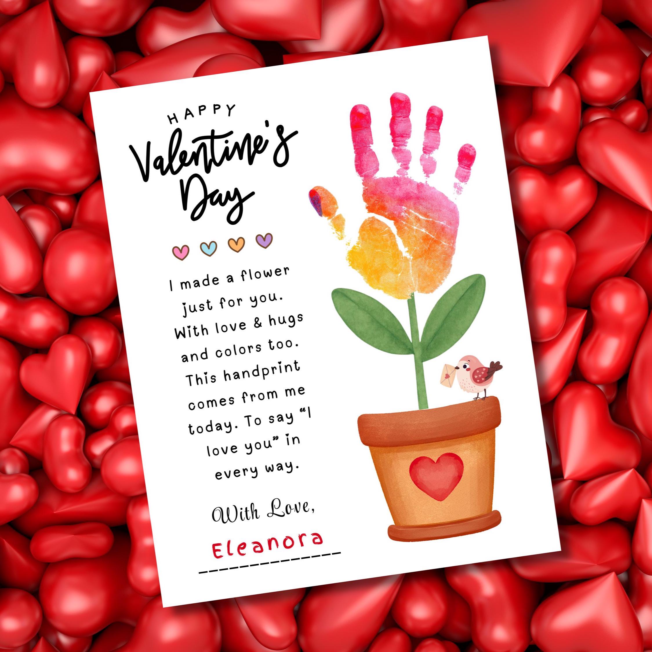 Valentine's Day Handprint Art Craft Template, Kids Valentine Activity ...
