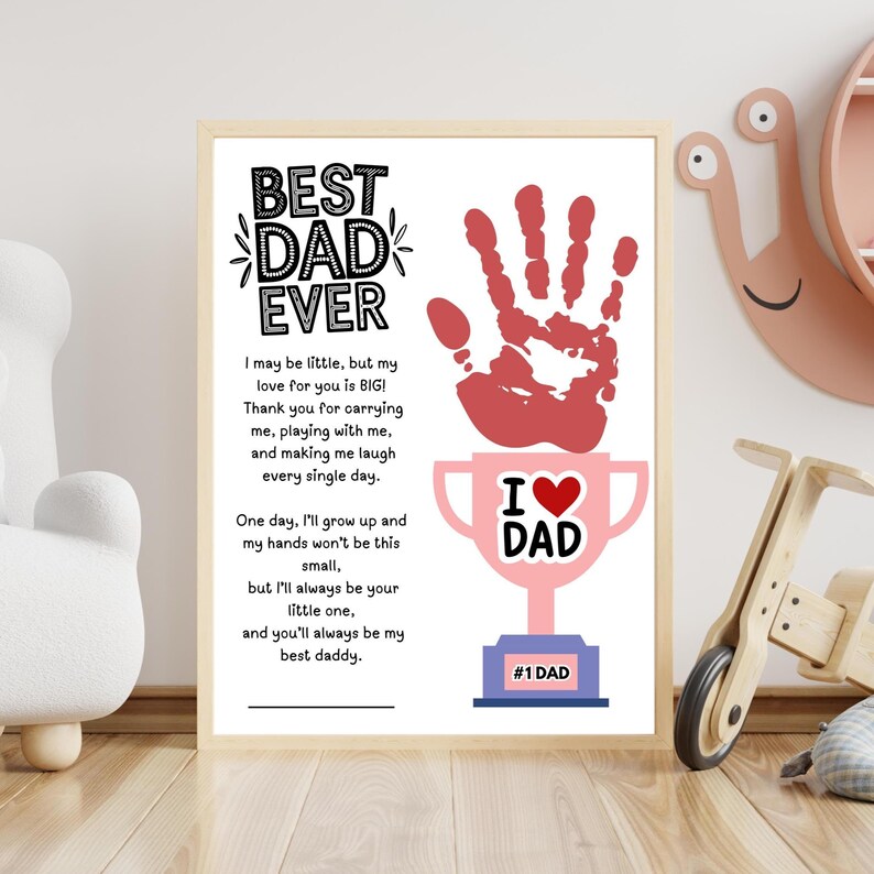 Fathers Day Handprint Printable Craft, Fathers Day Handprint Art, My Daddy Poem Gift for Dad Papa Sentimental Gift from Kids Toddler Baby image 11