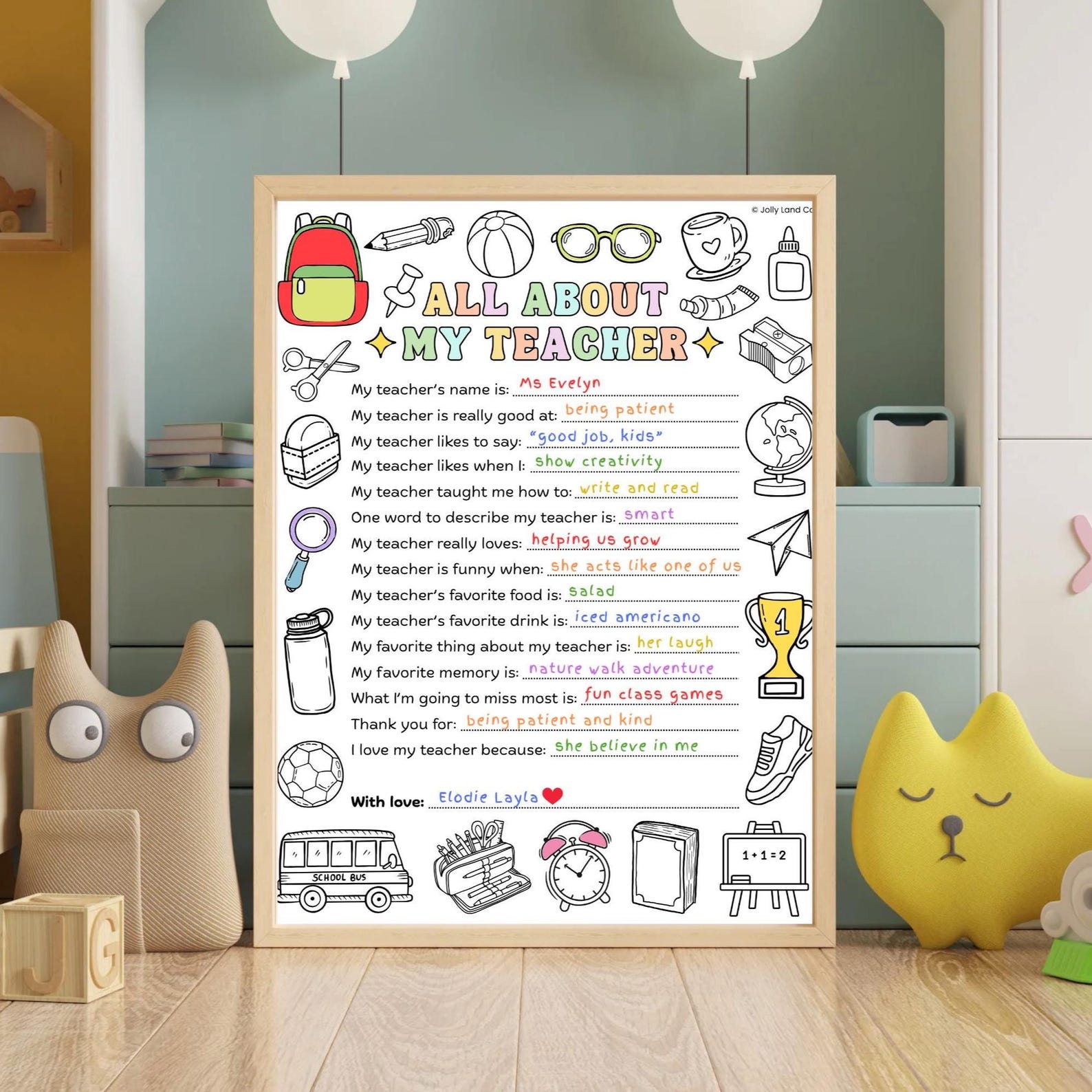 Teacher Appreciation Week Printable for Kids, All About My Teacher ...