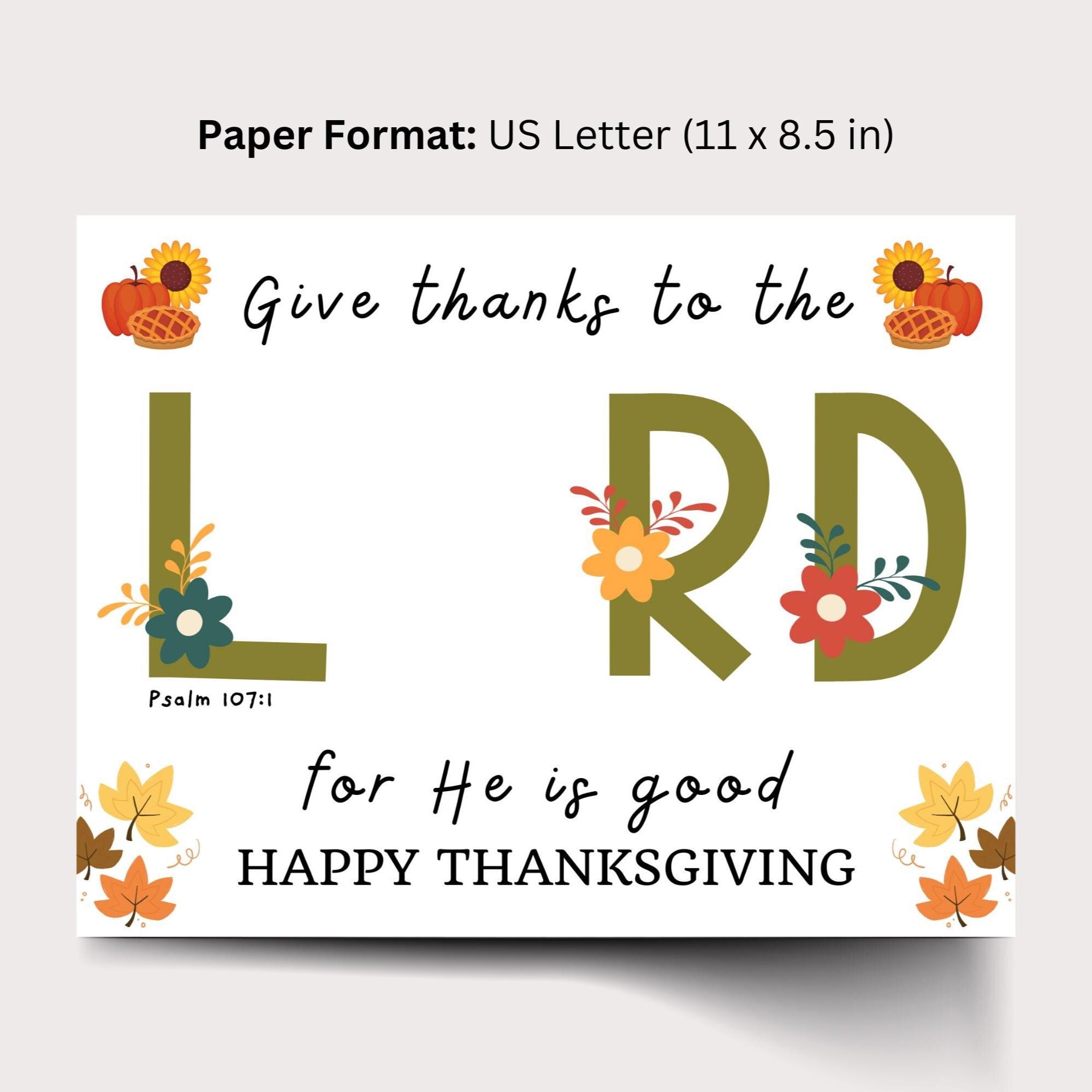 Christian Thanksgiving Craft for Kids, Give Thanks to the Lord ...