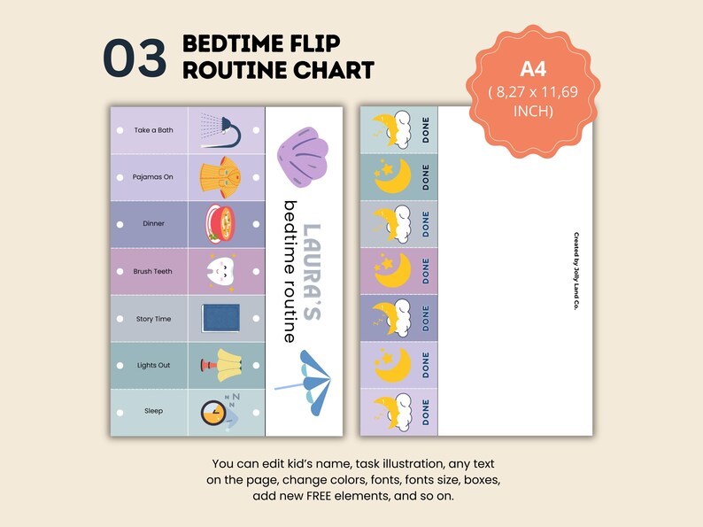 Toddler Daily Routine Flip Chart: Visual Schedule (canva Editable, A4 ...