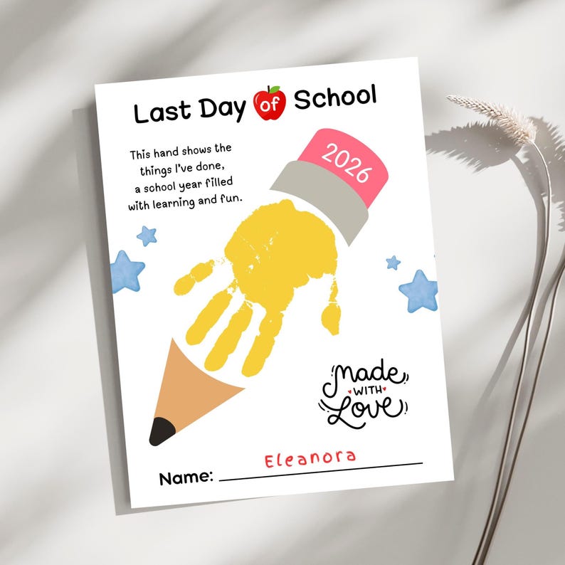 Last Day of School Handprint Craft Printable, Kindergarten Prek ...