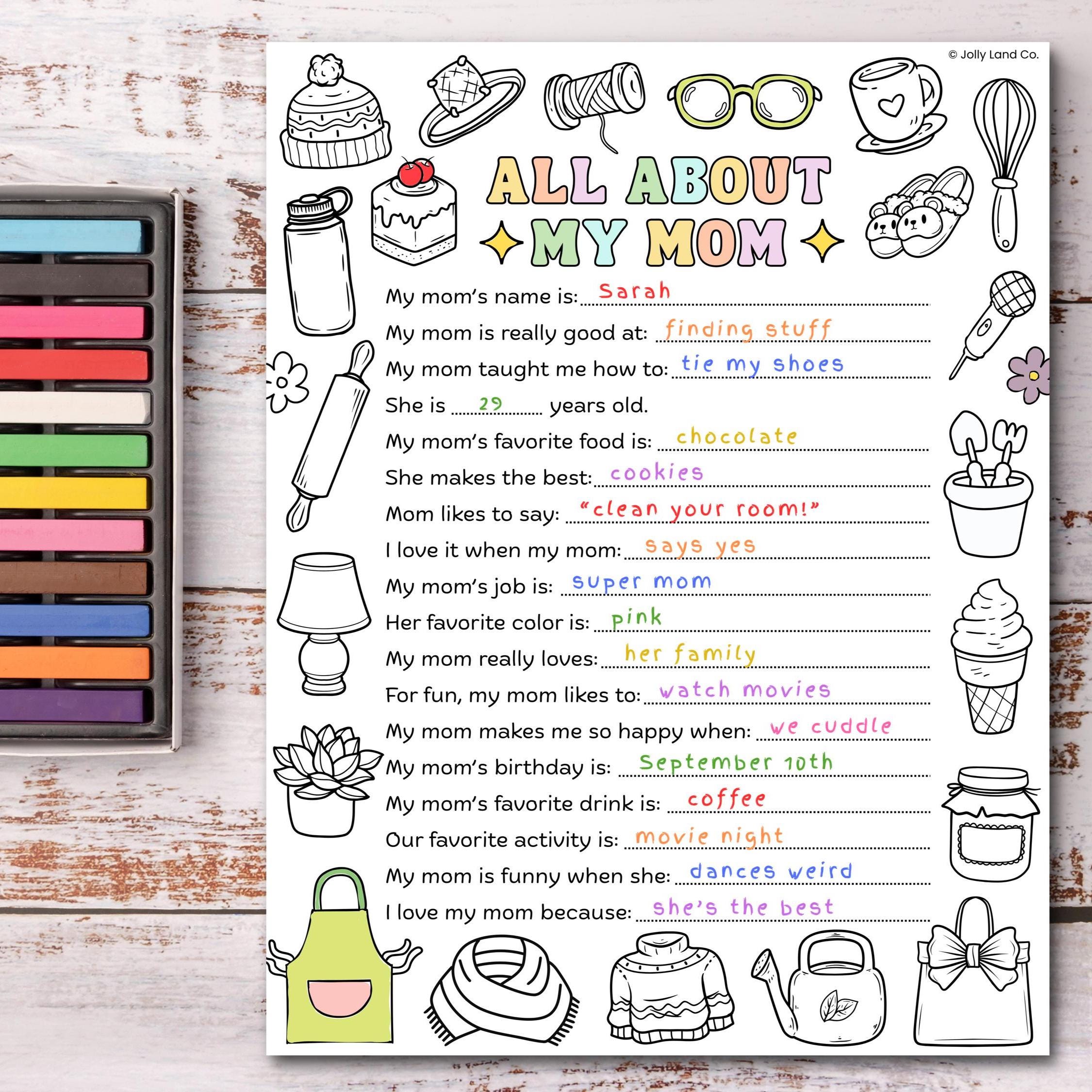All About My Mom Printable, Mother’s Day Questionnaire for Kids, Fill ...