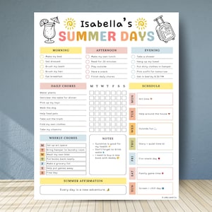 Summer Planner Kids Summer Printable Summer School Planner Summer Kids Weekly Routine Summer Kids Printable Summer Weekly Schedule Kids