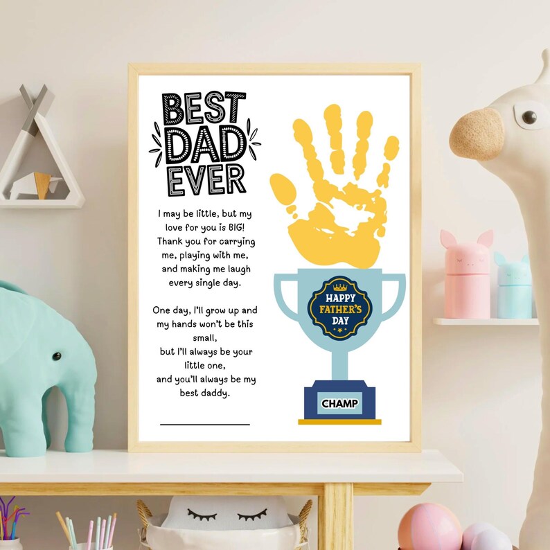 Fathers Day Handprint Printable Craft, Fathers Day Handprint Art, My Daddy Poem Gift for Dad Papa Sentimental Gift from Kids Toddler Baby image 10