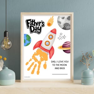 Manualidad con huellas de manos para el Día del Padre, imprimible, regalo para papá de niños, bebés y preescolares, tarjeta de recuerdo.