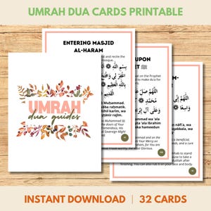 Guia Umrah para impressão, cartões flash de livro Umrah, cartões de presente Umrah Mubarak, cartões de oração, Dua islâmico, cartões de lembrete Dua PDF