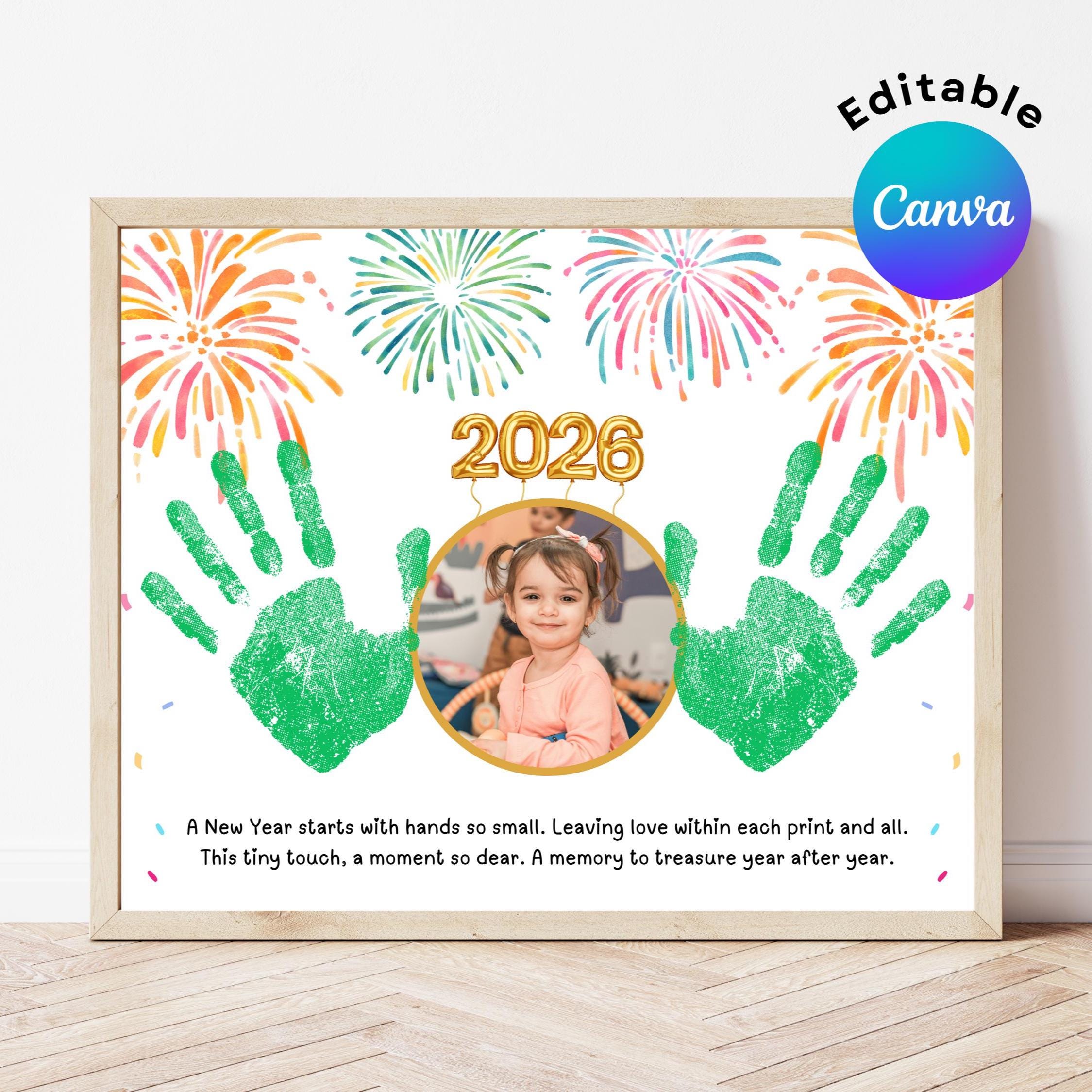 New Years Handprint Craft, 2026 Handprint Art Poem, Kindergarten…