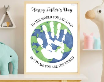 Arte con huellas de manos para el Día del Padre: Regalo de recuerdo DIY (Descarga digital de 8,5 x 11 pulgadas)