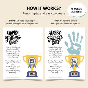 Fathers Day Handprint Printable Craft, Fathers Day Handprint Art, My Daddy Poem Gift for Dad Papa Sentimental Gift from Kids Toddler Baby image 2