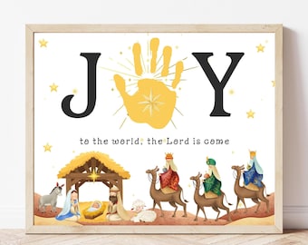 Nativity Handprint Craft Printable, Joy Handprint Art, Christian Christmas Craft for Kids, Sunday School Activity, Holiday Keepsake DIY