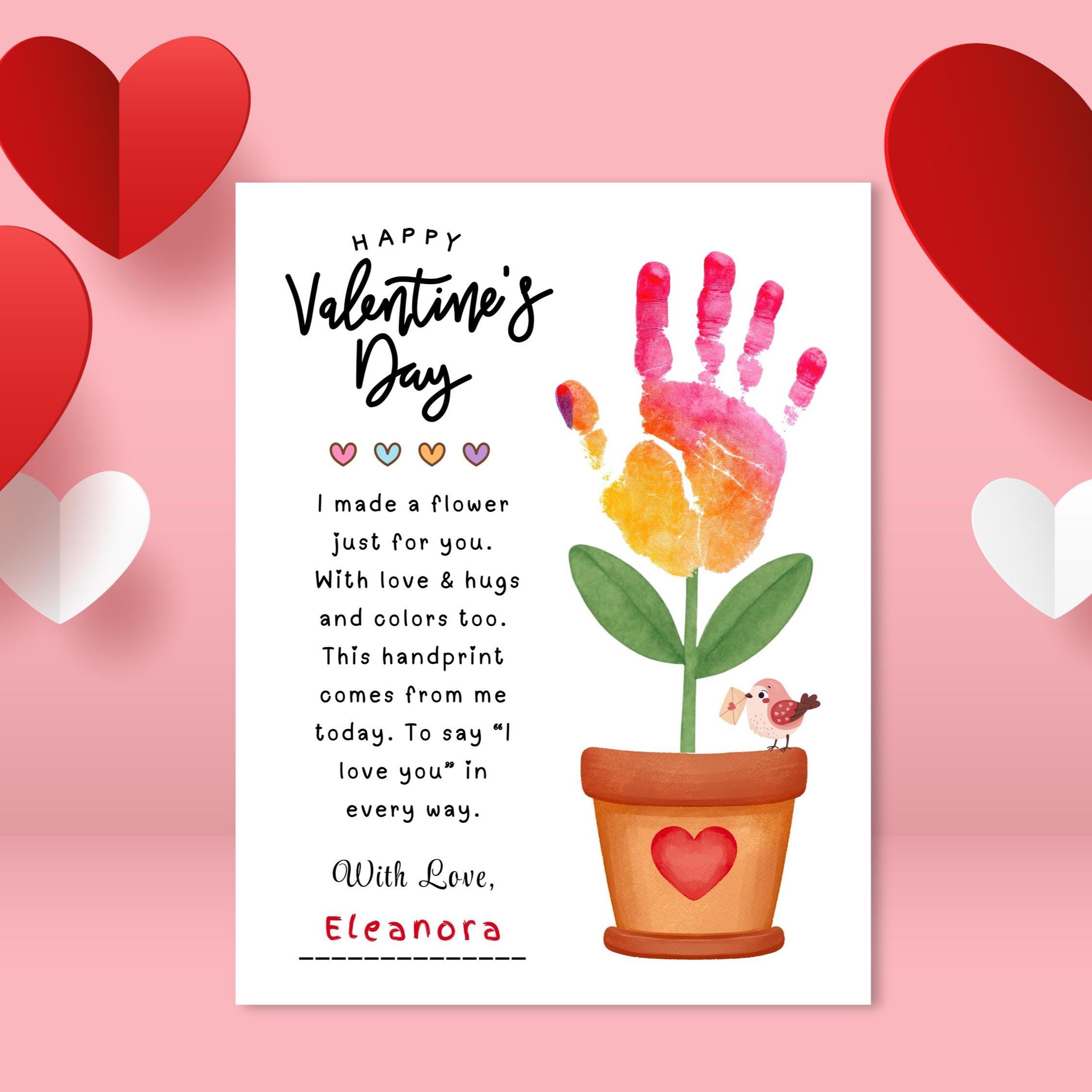 Valentine's Day Handprint Art Craft Template, Kids Valentine Activity ...