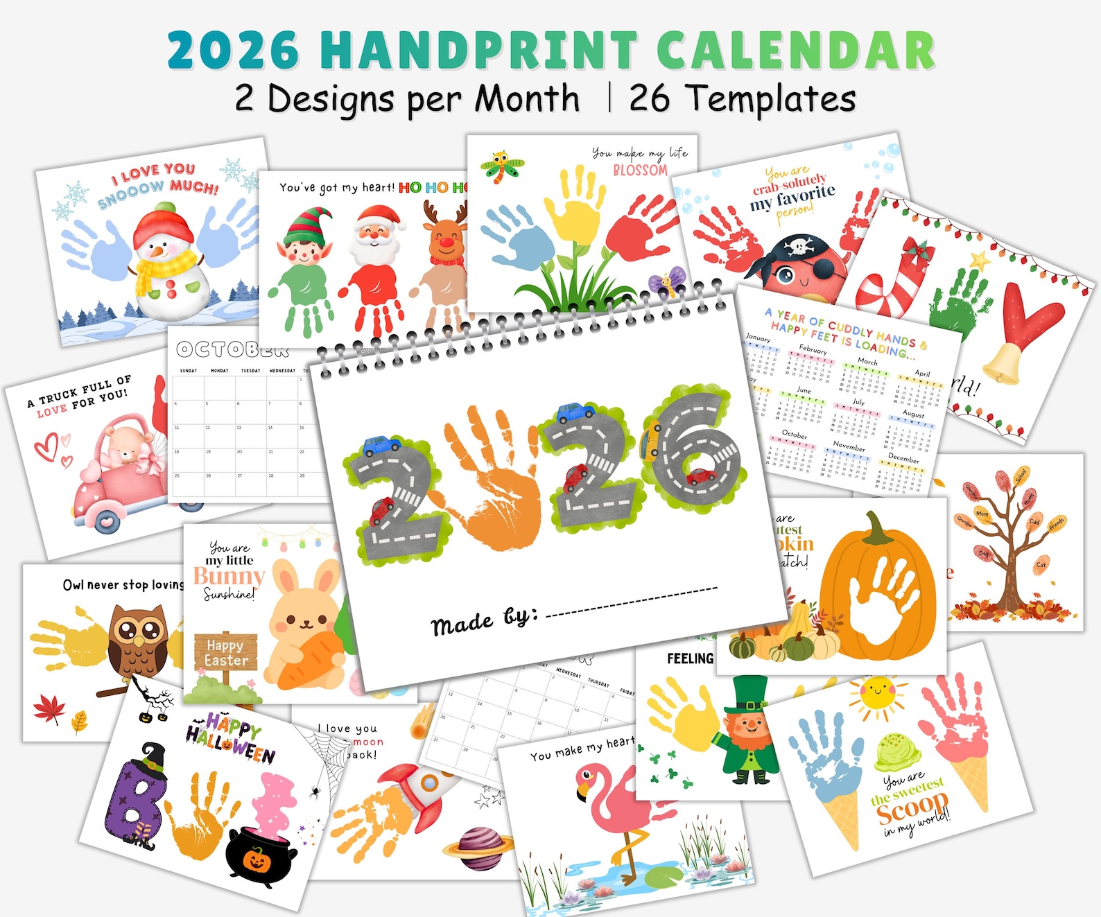 2026 Handprint Calendar Craft | Printable Calendar Keepsake | Handprint ...