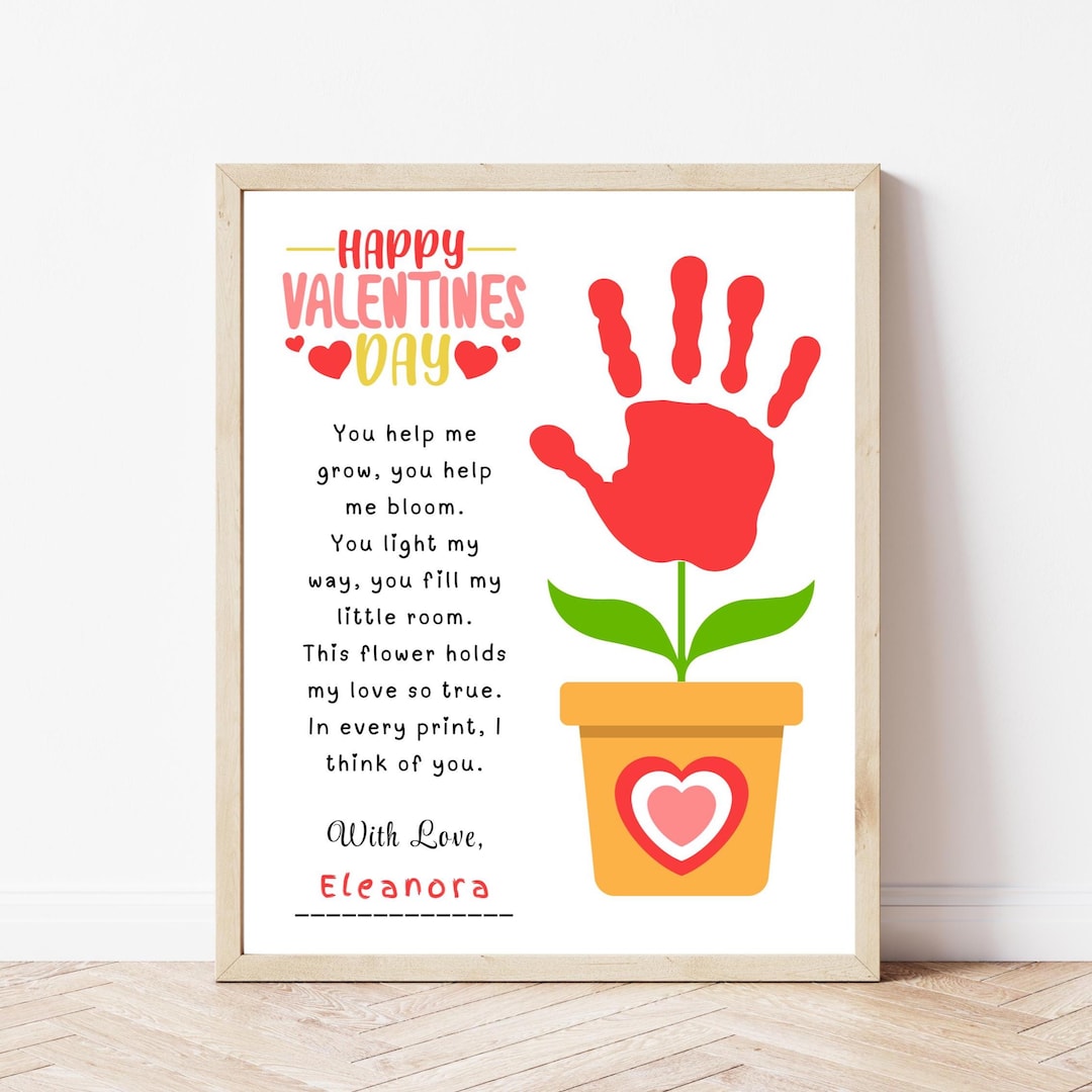 Hand Rip Valintines Valentine's Day Handprint - Valentine Handprint - Valentine's Day Craft ...