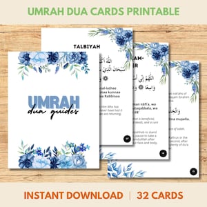 32 karty Umrah Dua do druku, fiszki Umrah, karty podarunkowe Umrah Mubarak, karty modlitewne, islamskie Dua, karty przypomnienia Dua do druku PDF
