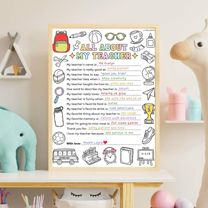 Teacher Appreciation Week Printable for Kids, All About My Teacher ...