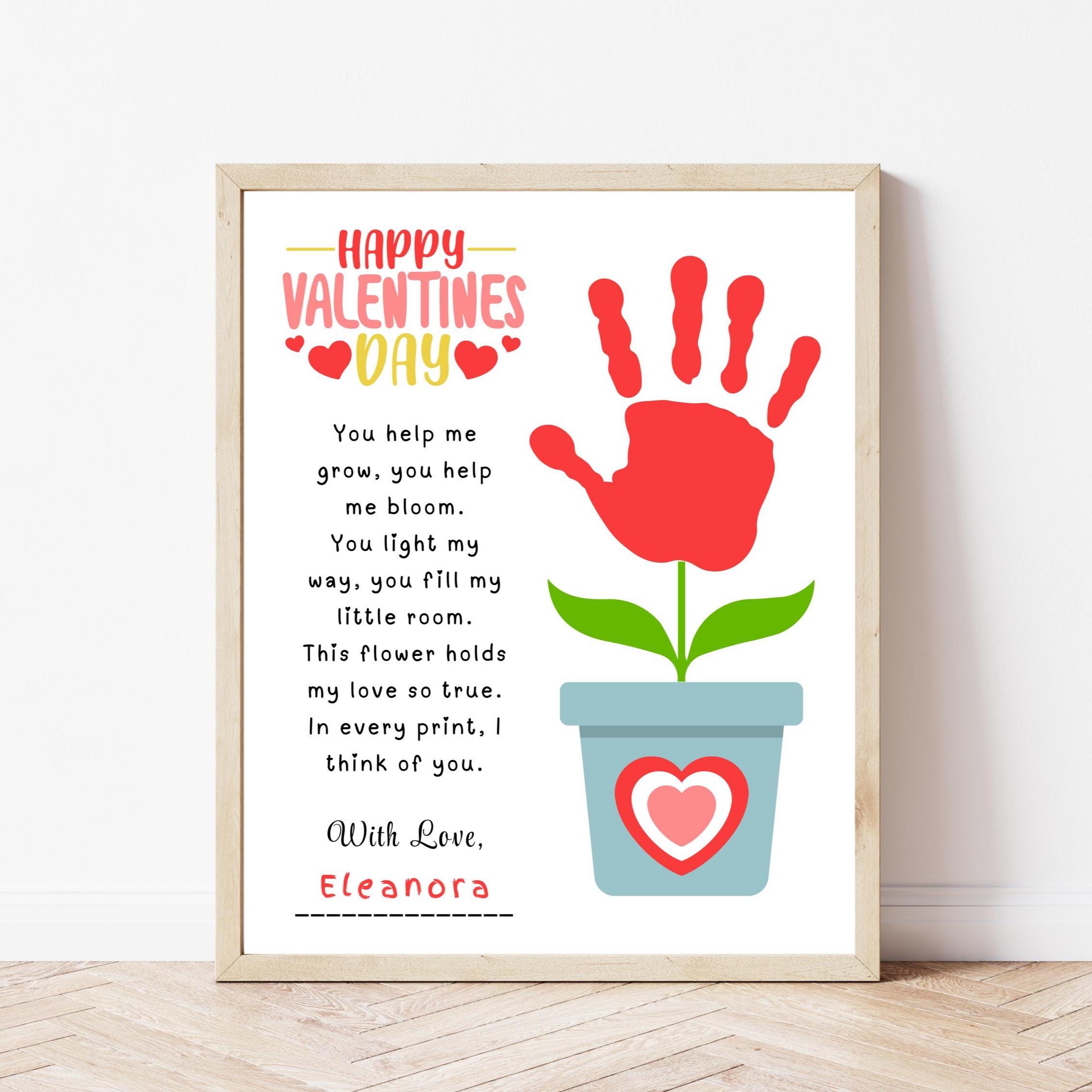 Valentine's Day Handprint Art Craft Template, Kids Valentine…