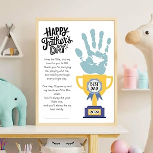 Vatertag Handabdruck druckbares Handwerk, Vatertag Handabdruck Kunst, mein Papa Gedicht Geschenk für Papa Papa Sentimental Geschenk von Kinder Kleinkind Baby