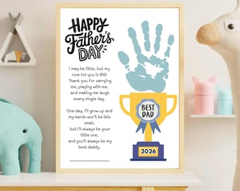 Fathers Day Handprint Printable Craft, Fathers Day Handprint Art, My Daddy Poem Gift for Dad Papa Sentimental Gift from Kids Toddler Baby