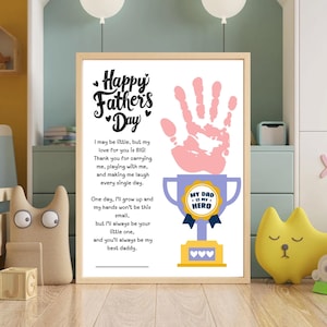 Fathers Day Handprint Printable Craft, Fathers Day Handprint Art, My Daddy Poem Gift for Dad Papa Sentimental Gift from Kids Toddler Baby image 9