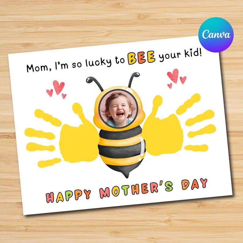 Bee Mother's Day Handprint Craft, Kids Handprint Art Printable ...
