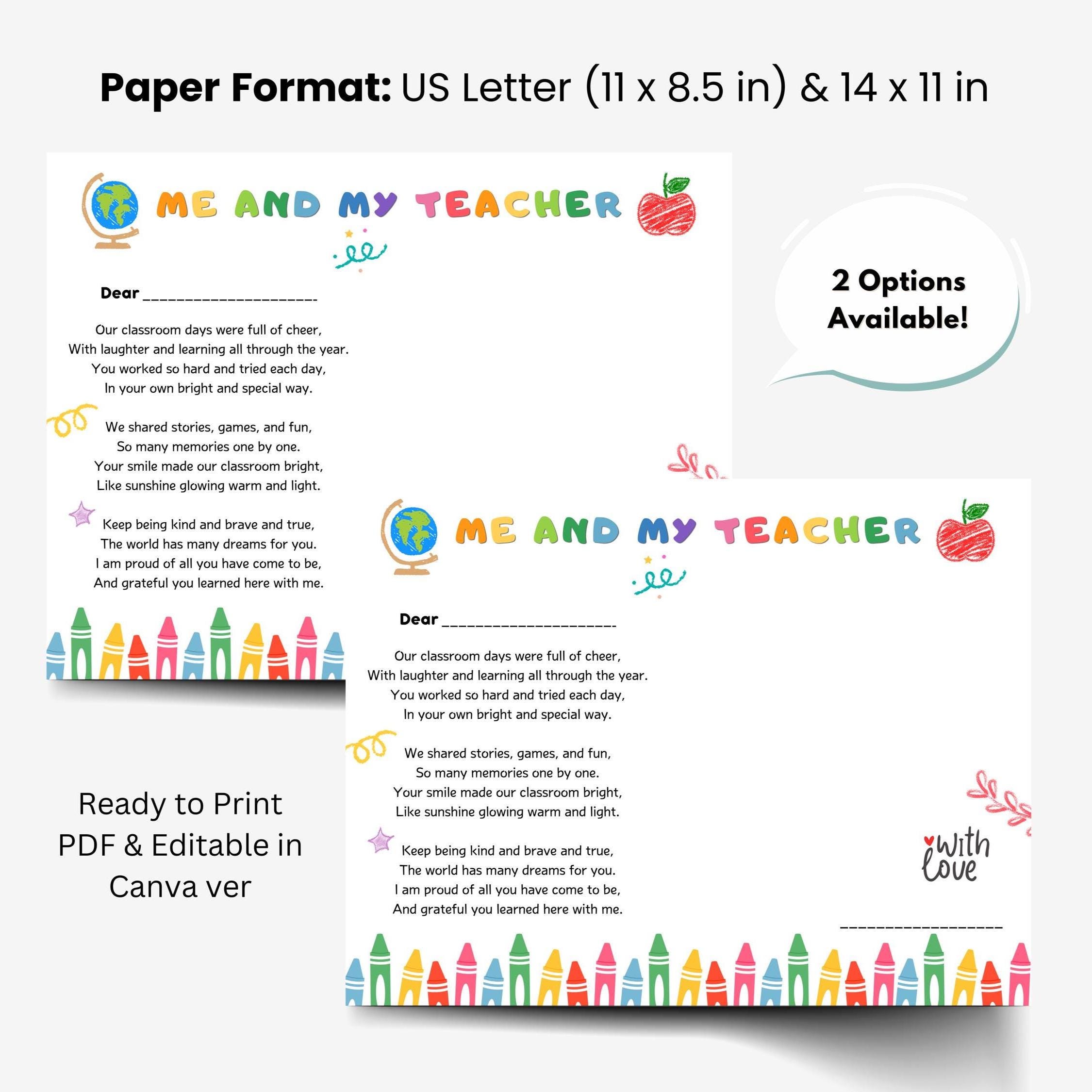 Teacher Appreciation Handprint Craft, Me & My Teacher Printable ...