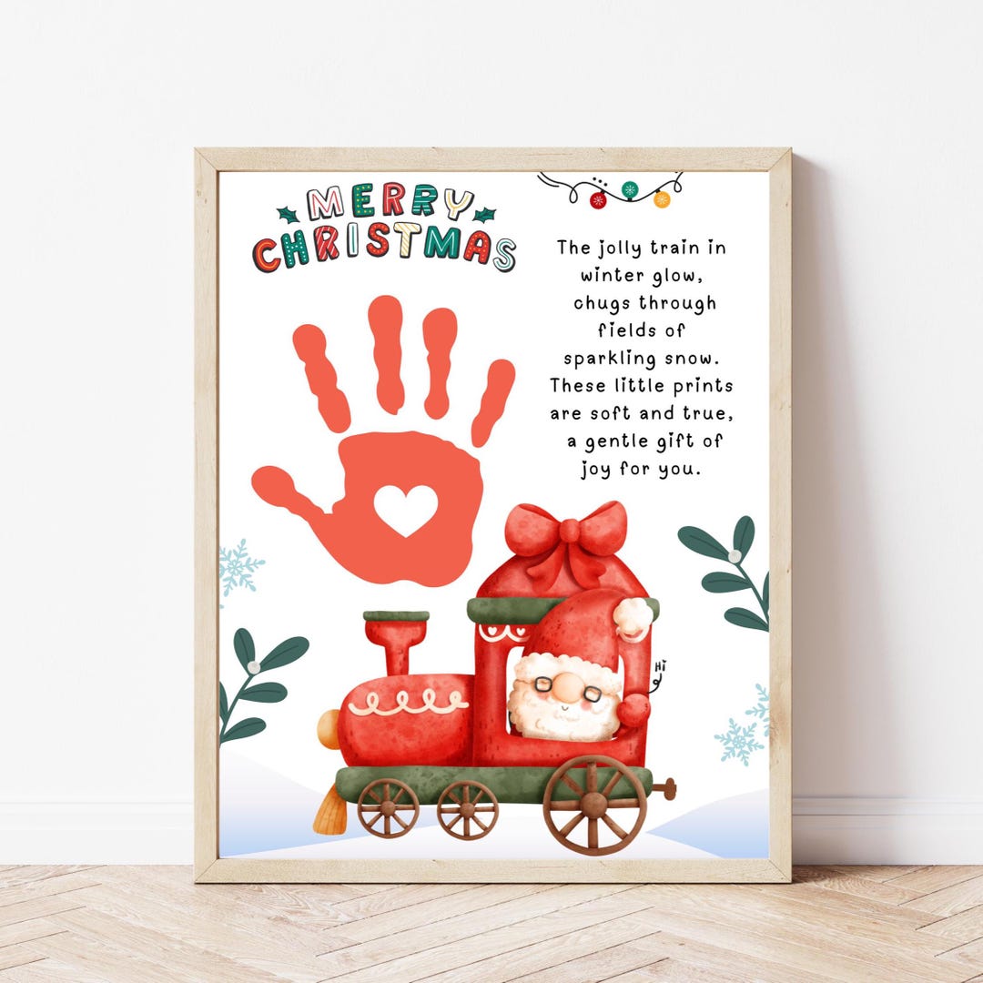 Christmas Train Handprint Craft, Kids Holiday Keepsake Printable ...