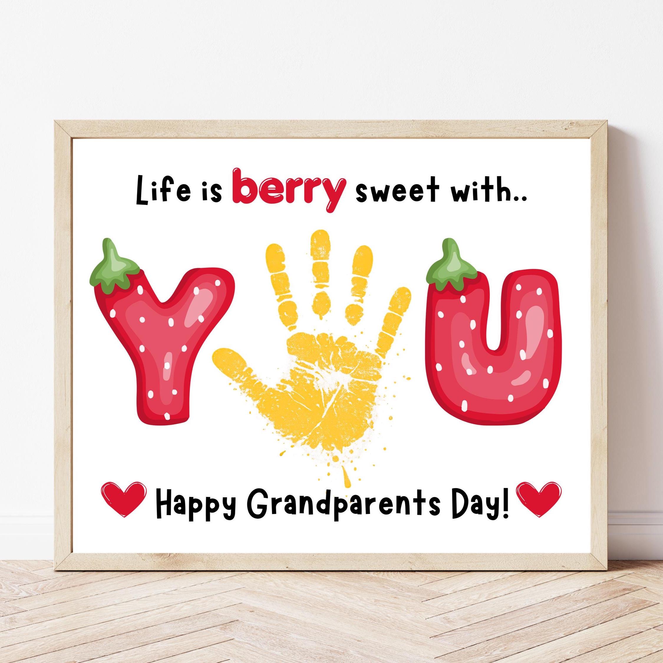 Grandparents Day Handprint Art, Strawberry Handprint Life Is Berry…