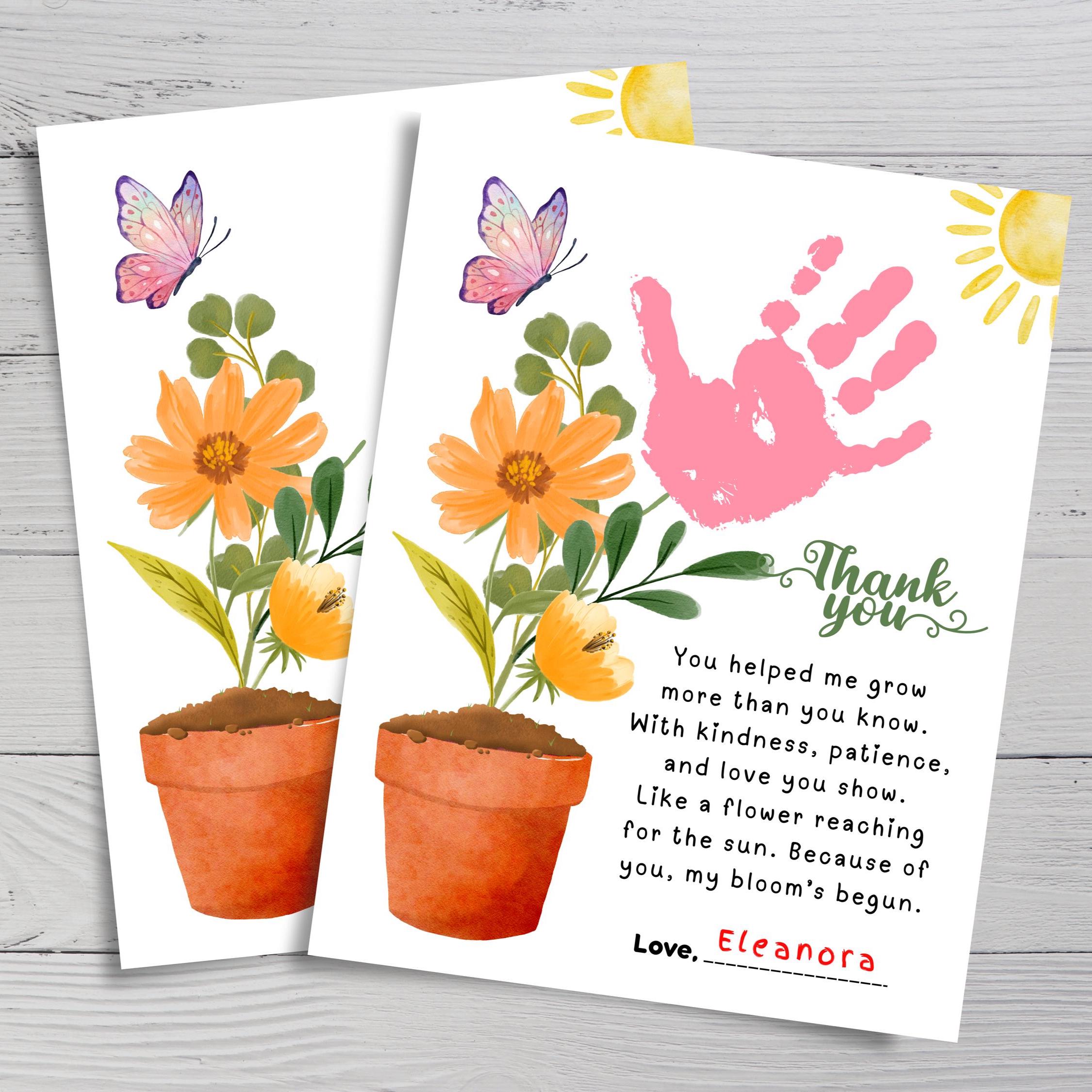 Teacher Appreciation Handprint Craft Printable, Thank You Teacher Gift ...