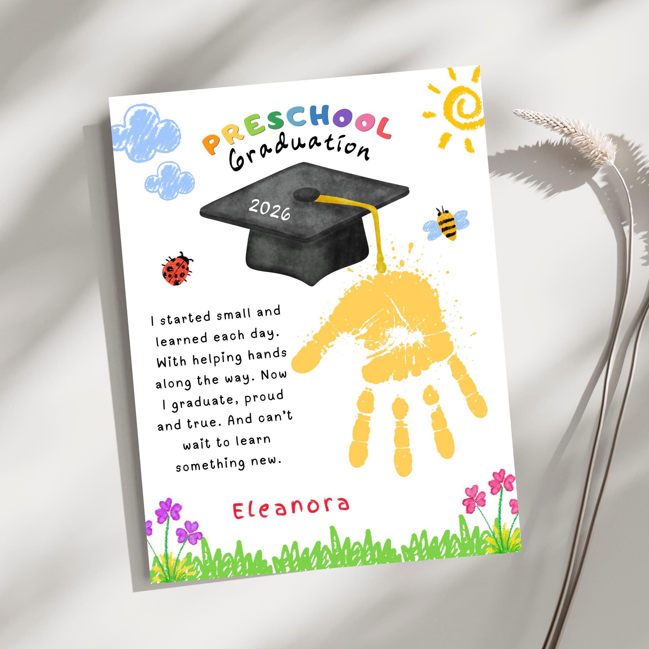 Preschool Graduation Handprint Craft 2026, Pre-k Graduation Keepsake ...