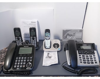 Panasonic Uniden Phone Bundle Corded Cordless Handsets Black Silver Good Mixed