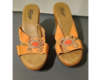 Firenze by Avanti - Crab Jeweled Wedge Women Shoes Sz. 6