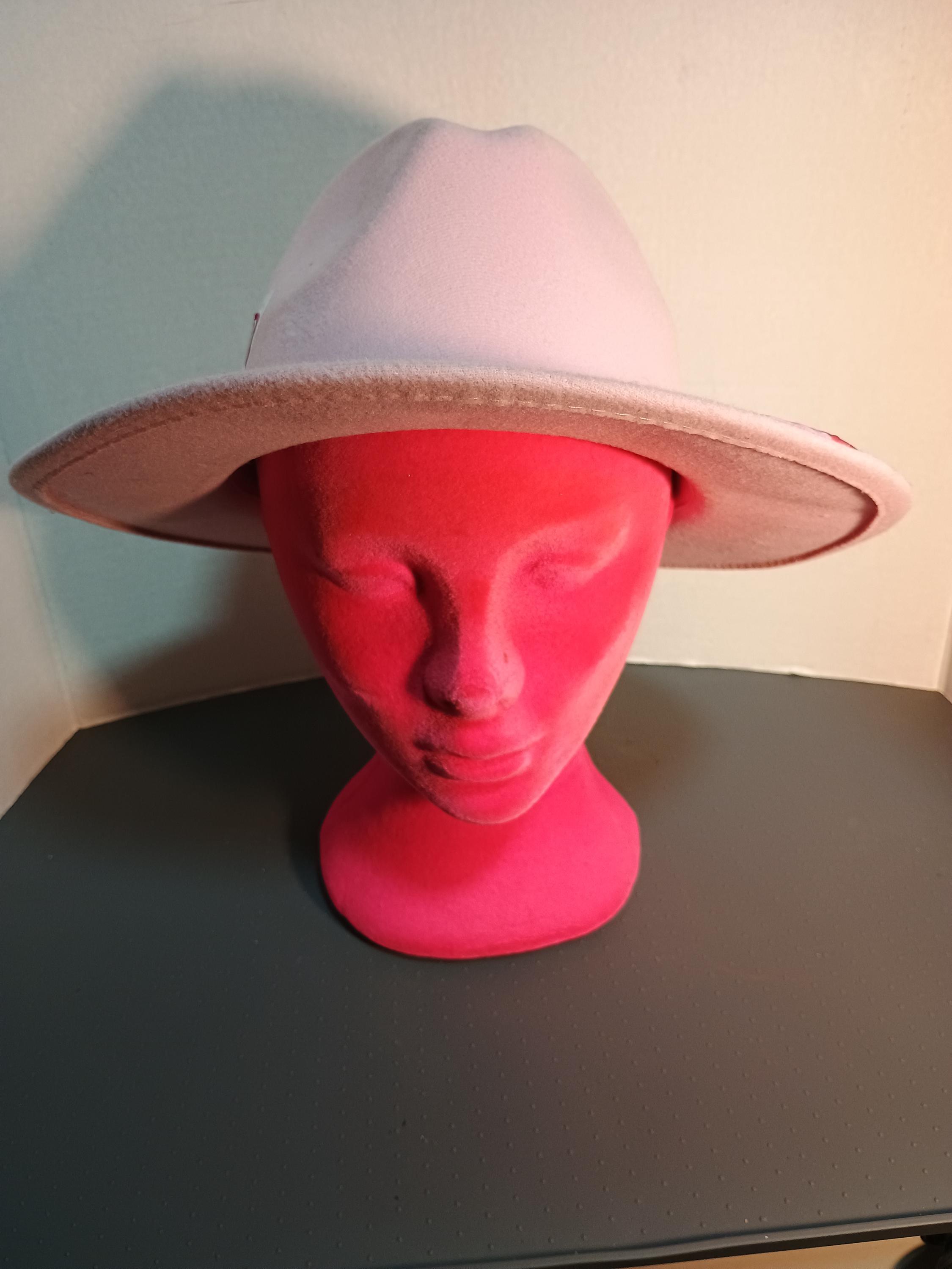 Unique Hand-painted Felt Hat With Pink 3d Floral Design  display picture 2