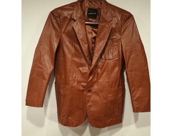 Vintage JCPenney Herr Brun Läderjacka Storlek 44