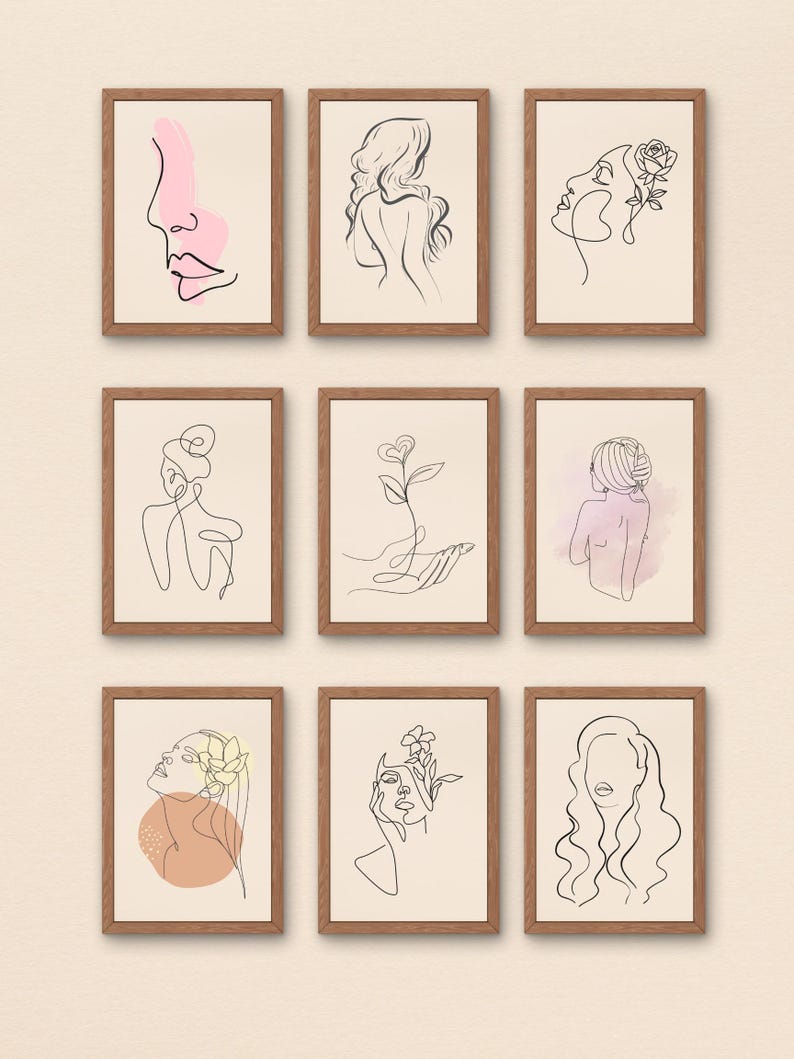 Floral Face Line Art Print | One Line Woman Drawing | Minimalist Boho ...