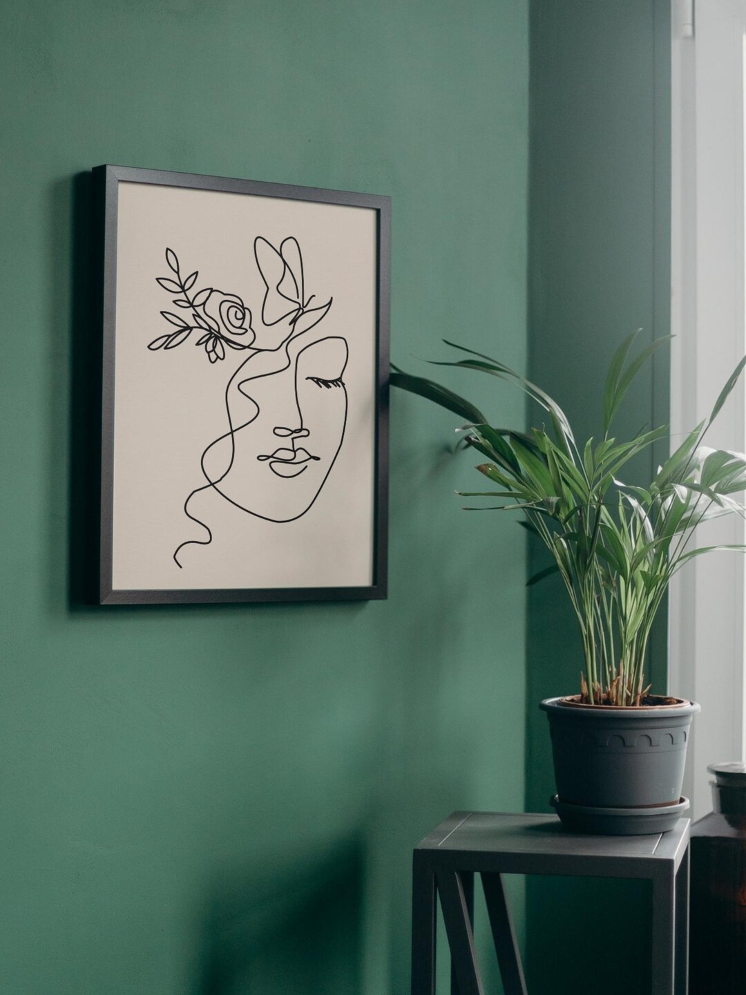 Floral Face Line Art Print | One Line Woman Drawing | Minimalist Boho ...