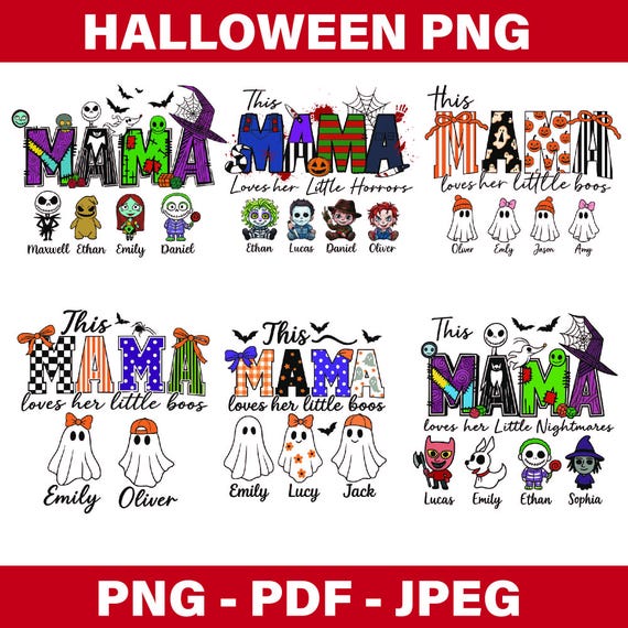 CUSTOM Halloween Mama Png,Personalized This Mama Loves Her Little Horror Png,Horror Mama Png,Horror Character Png,Spooky Season 2025 Png,png