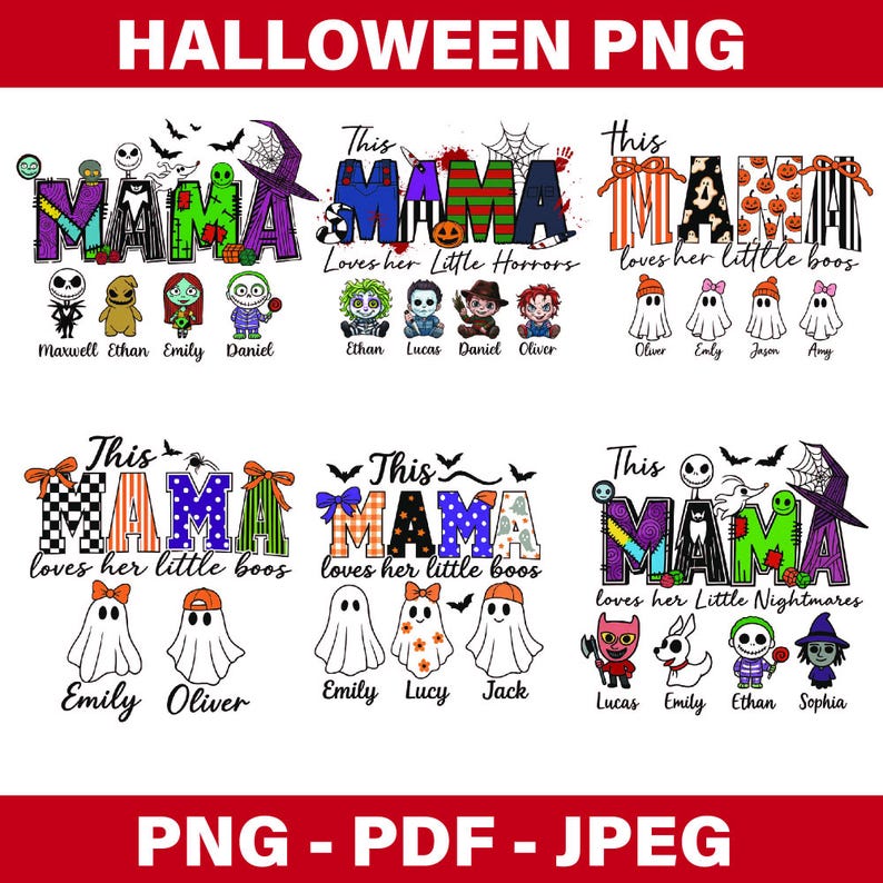 CUSTOM Halloween Mama Png,Personalized This Mama Loves Her Little Horror Png,Horror Mama Png,Horror Character Png,Spooky Season 2025 Png,png image 1