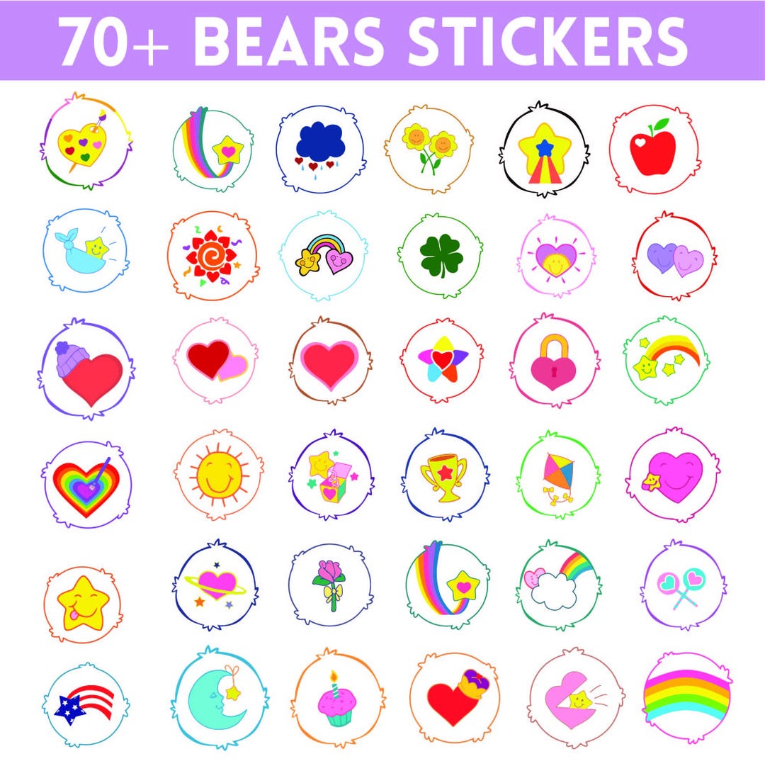 Bears Belly Badges Bundle Png-svg, Care Silhouette,bears Badges Digital Files, Files for Cricut ...