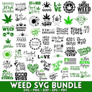 Unkraut-Svg-Bundle, Unkraut-Zitaten-Svg, Weed-Blatt-Svg, Marihuana-Svg, Stoner-Svg, Cannabis-Svg, Good Vibes-Svg, Schnittdateien für Cricut, SilhouetE