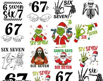 Paquete SVG de manos divertidas con memes Six Seven 6 7, esqueleto divertido con memes 6 7, humor viral, tendencia 67, redes sociales divertidas, camiseta deportiva.
