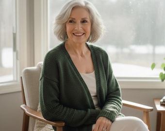 Patrón de chaqueta gruesa de crochet: acogedora sudadera de crochet, suéter de invierno hecho a mano (PDF), abrigo moderno de crochet, patrón en inglés estadounidense