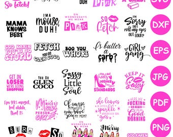 M*** ガール SVG バンドル、M*** ガールズ パーティー Png、生意気な女の子の名言、水曜日はピンクを着る、生意気な女の子の名言 SVG、だからフェッチ SVG、バーン ブック SVG