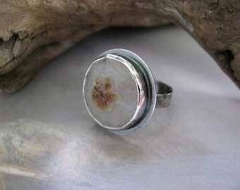 Sterling Silver Solar Quartz Ring Size 6, Handmade Silver Jewellery