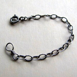 Necklace Chain Extender in Sterling Silver, 3 Inches Oxidized Add - On Chain, Customized Chain Length