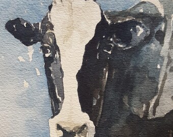 Cow Print of original watercolor 13 x 19 cow art cow painting cow print holstein cow print black and white cow print farmstyle art cows