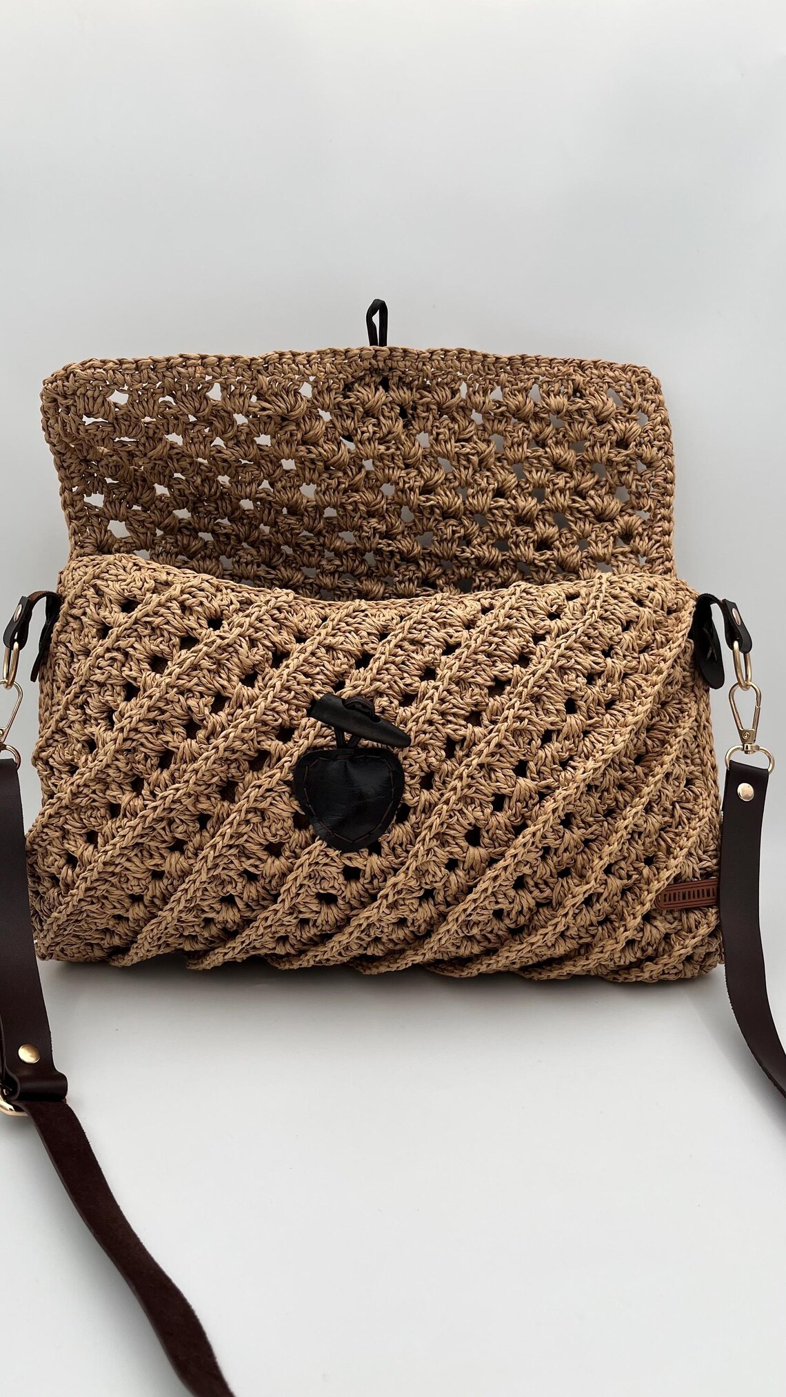 100% Handmade Paper Rope Bag - Nautica Style, Adjustable Leather Strap ...