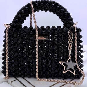 Unique beaded bag, pearl handbag, bridal purse, black beaded bag, ivory beaded bag, elegant bag, Janiss brand beaded bags, prom handbag