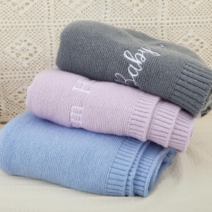 Personalized Baby Swaddle Blanket with Name,Embroidered Name Knit Blanket for Baby,Baby Blanket,Custom Blanket,Baby Shower Gift,Baby Gift