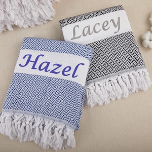 Personalized Beach Towel Gift, Cotton Custom Towel, Unique Christmas Gift, Bridal Shower, Trip Cruise Gift, Embroidered Bachelorette Present